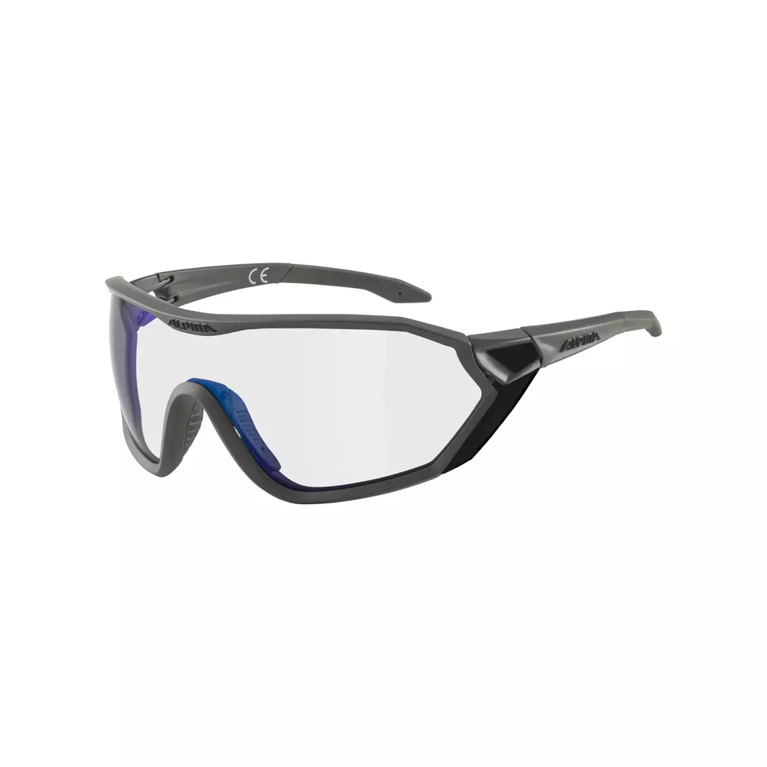 ALPINA S-WAY VM Photochromic sports glasses, moon-grey matt, blue mirrorr