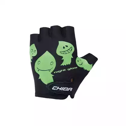 CHIBA children's cycling gloves COOL KIDS black and green ghosts 3050518CZ-3