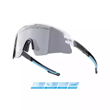 FORCE AMBIENT Photochromic sport glasses, white-gray-black