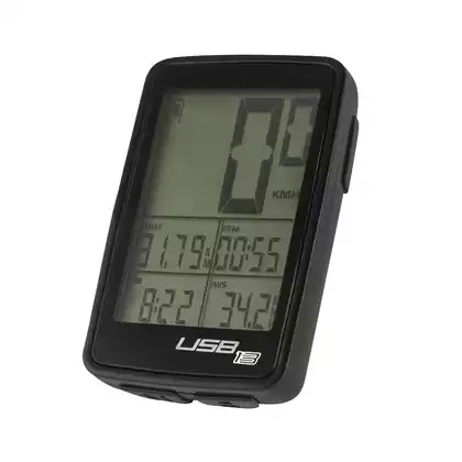FORCE Wireless bicycle computer USB 13 F, black 39150