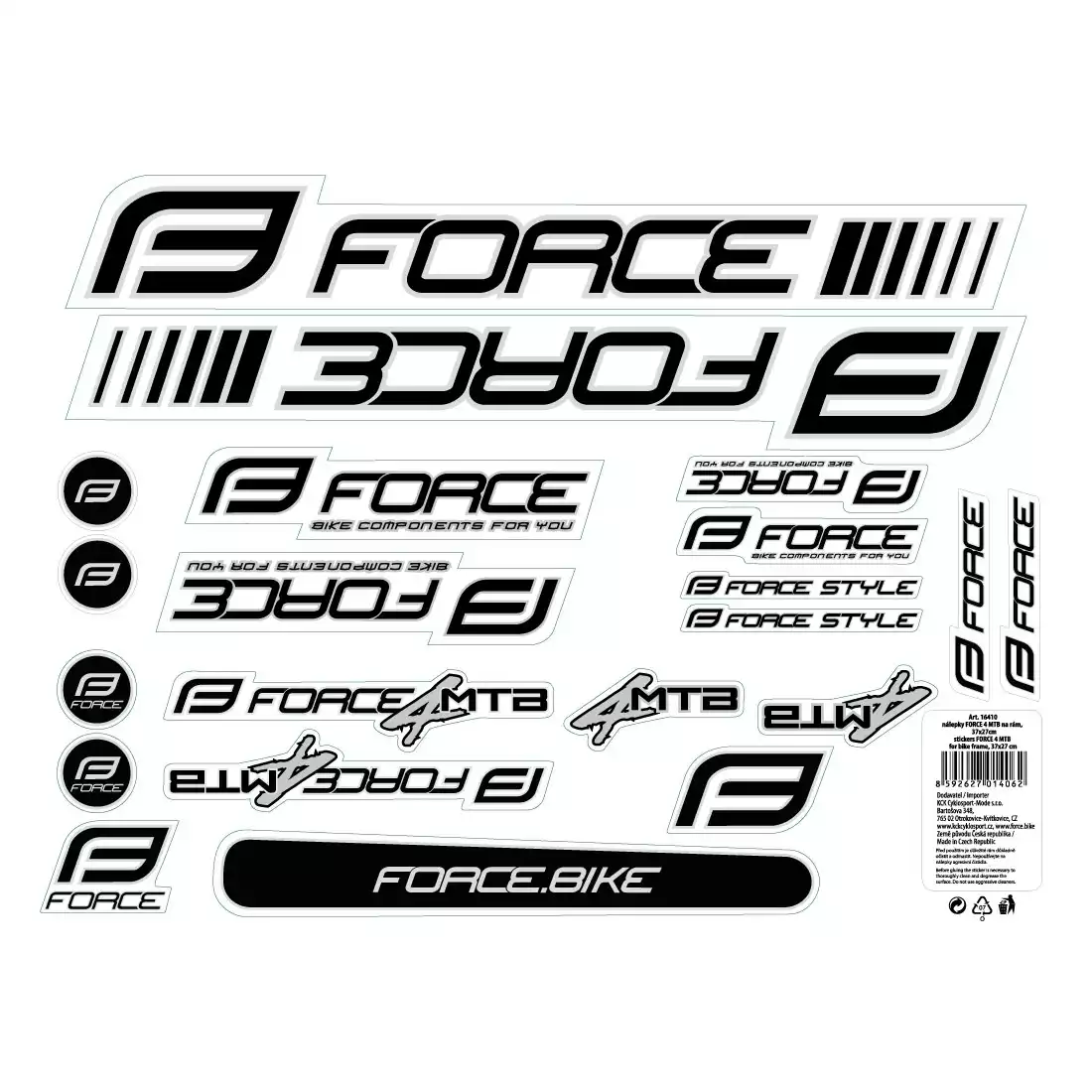 FORCE Bicycle frame stickers 4 MTB, 37x27 cm, 16410