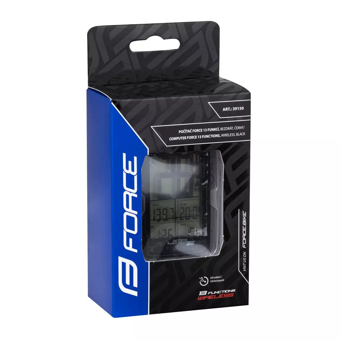 FORCE Wireless bicycle computer USB 13 F, black 39150