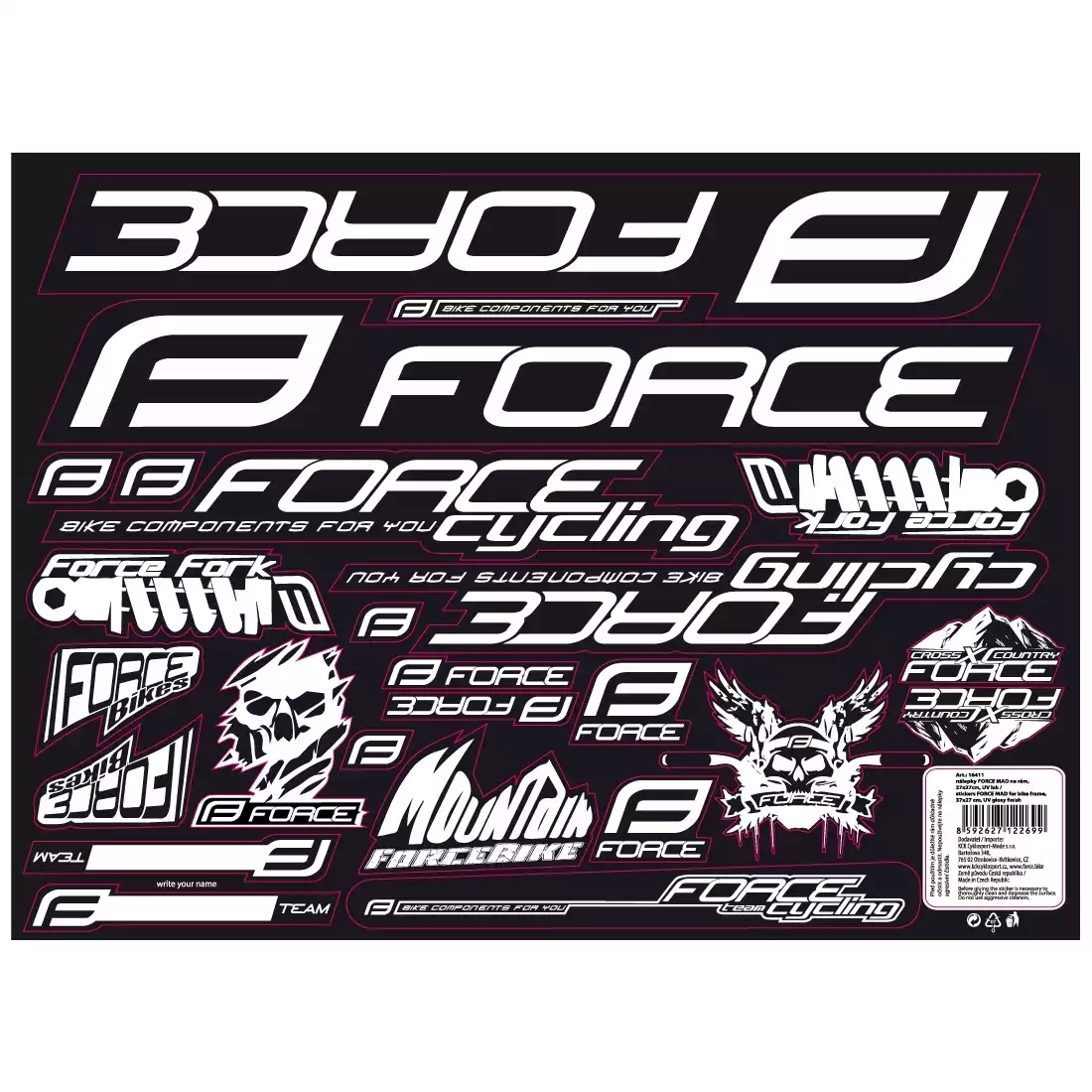 FORCE bicycle frame stickers MAD, 16411