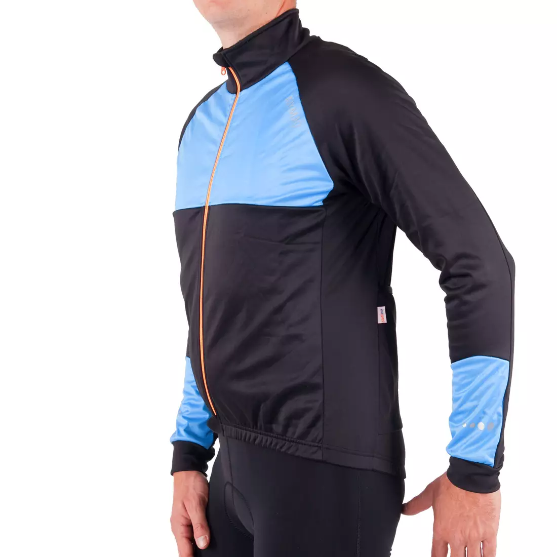 KAYMAQ JWS-002 Softshell men's winter bike jacket, blue-black