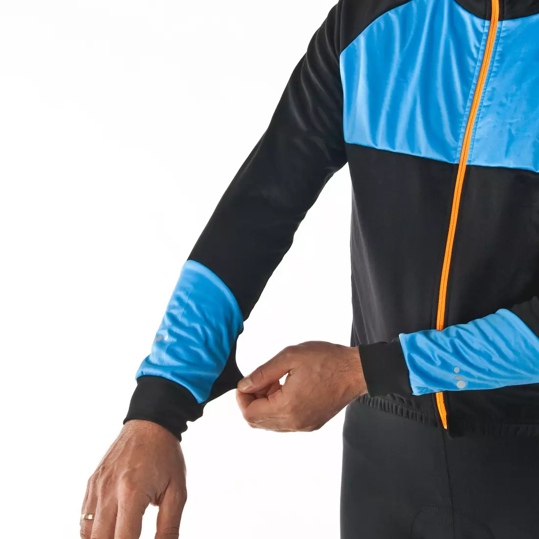 KAYMAQ JWS-002 Softshell men's winter bike jacket, blue-black