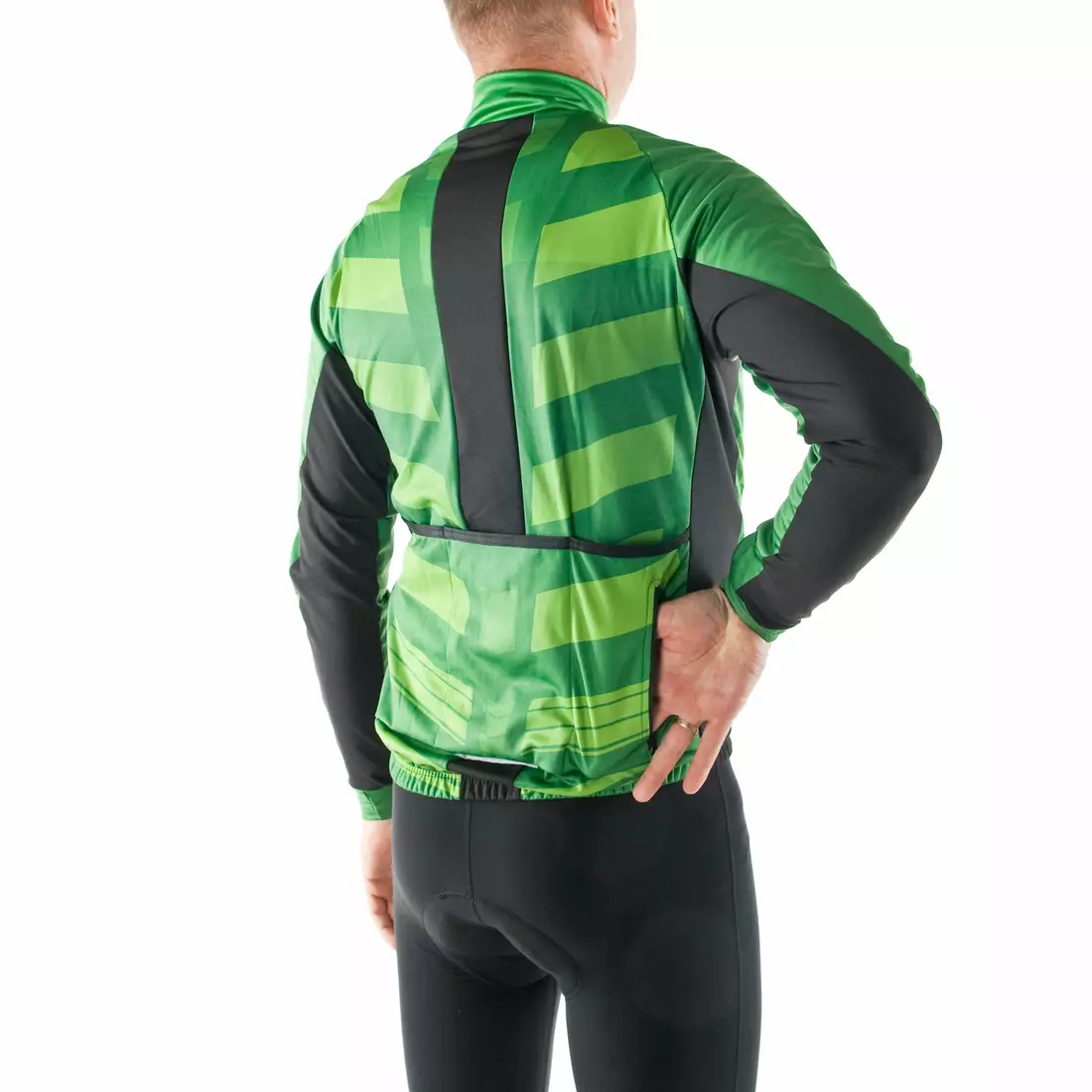 KAYMAQ men's winter cycling jacket softshell, green JWS-001