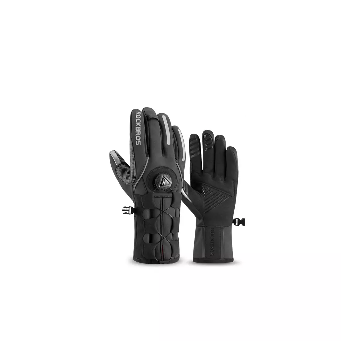 Rockbros winter cycling gloves softshell with adjustment, black S212BK