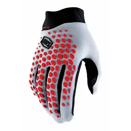 100% GEOMATIC Cycling gloves, gray-red