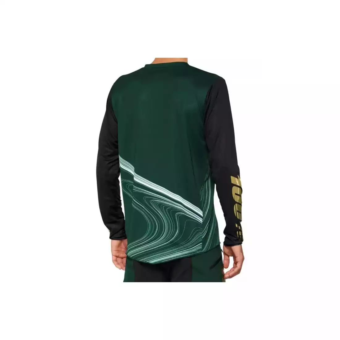 100% R-CORE X LE men's long sleeve cycling jersey, forest green