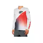 100% R-CORE X men's long sleeve cycling jersey, grey racer red 