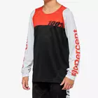 100% R-CORE Youth junior cycling jersey with long sleeves, black racer red 