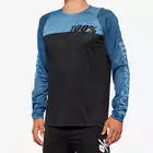 100% R-CORE men's long sleeve cycling jersey, black slate blue 