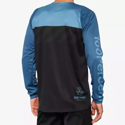 100% R-CORE men's long sleeve cycling jersey, black slate blue 