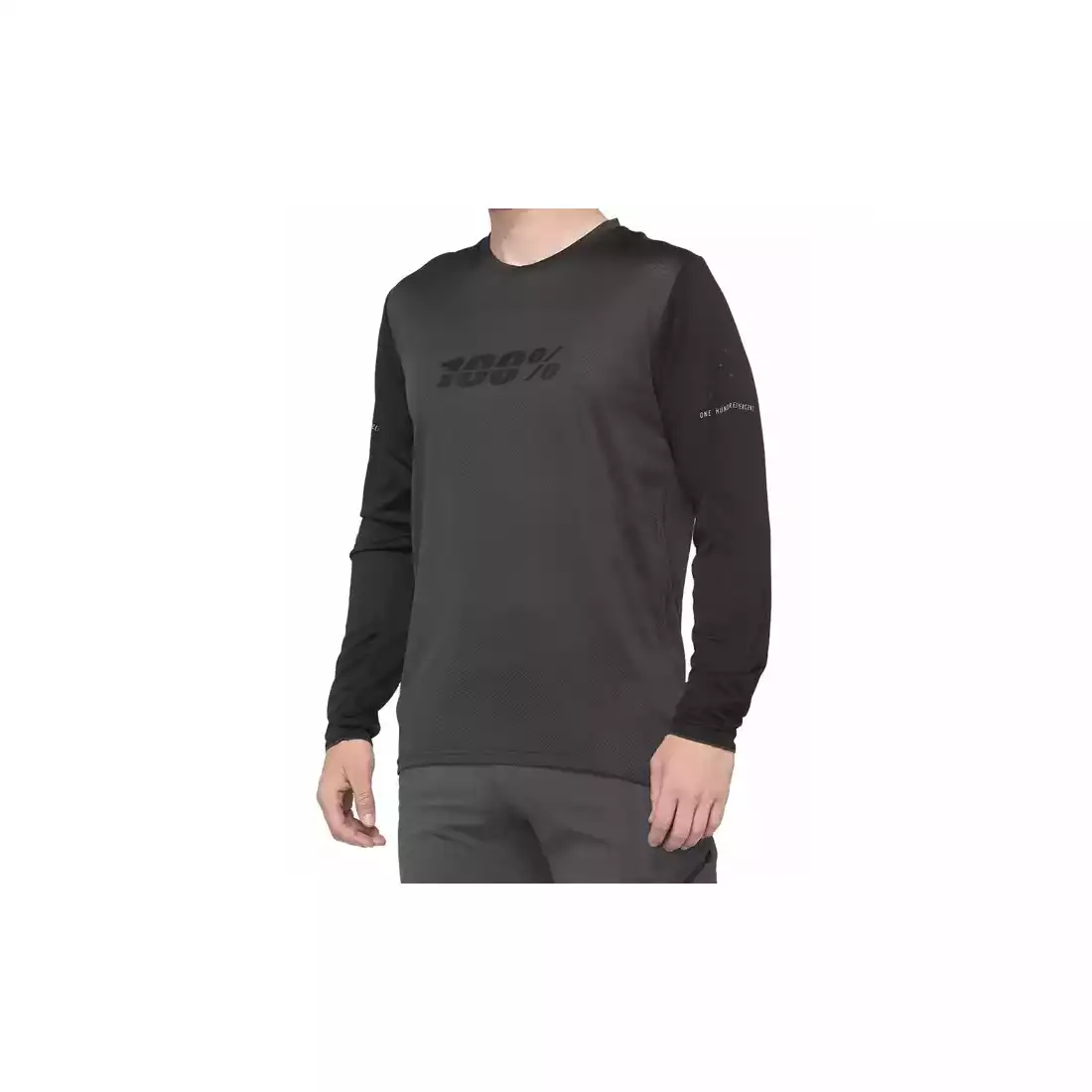 100% RIDECAMP men's long sleeve cycling jersey, black charcoal 