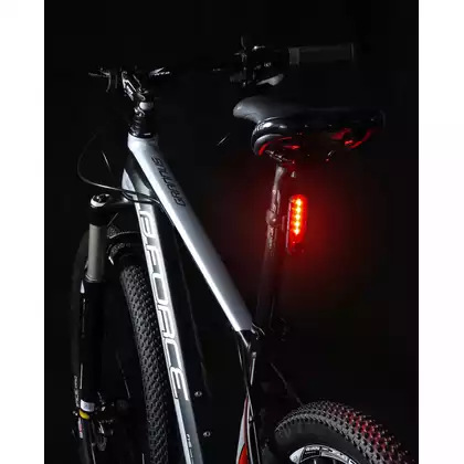 FORCE Rear bicycle lamp DOT 20LM, 5x LED, USB 45365