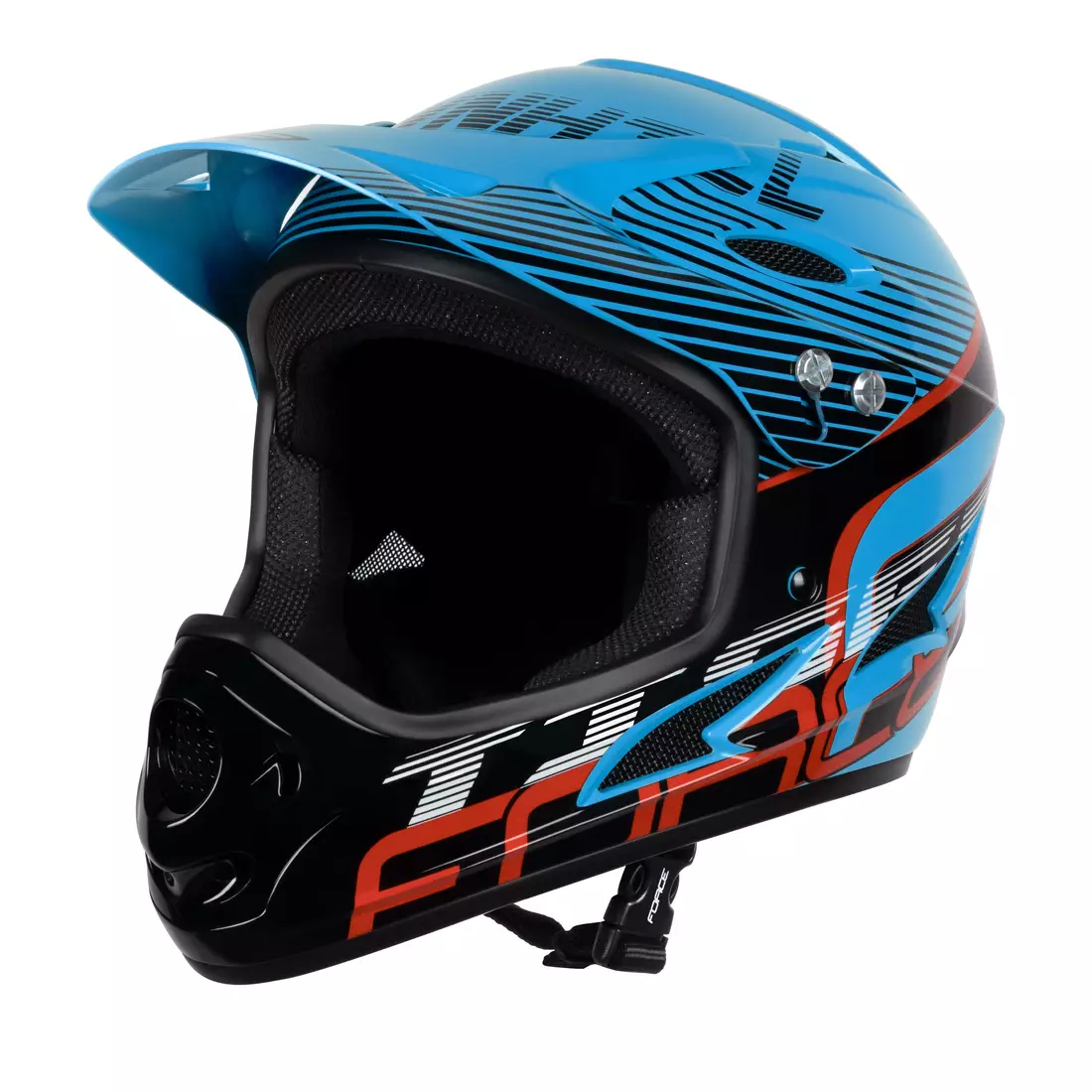 FORCE bicycle helmet TIGER downhill, blue-black-red 902106