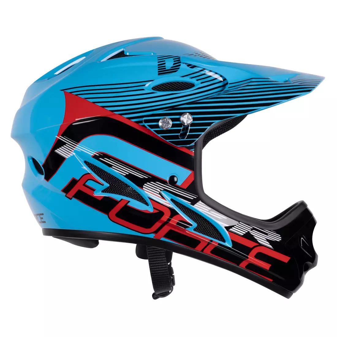 FORCE bicycle helmet TIGER downhill, blue-black-red 902106