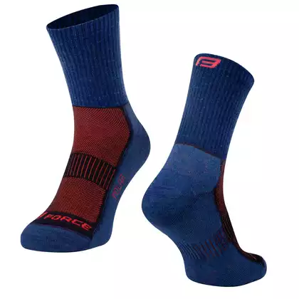 FORCE sports socks of medium thickness POLAR, blue-red 9009166