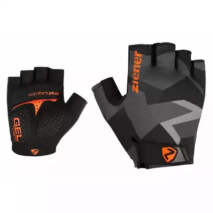 ZIENER CYD BLACK cycling gloves, black and orange