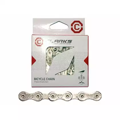 CLARKS YBN C9AR Bicycle chain, 9-speed, 116 links, silver