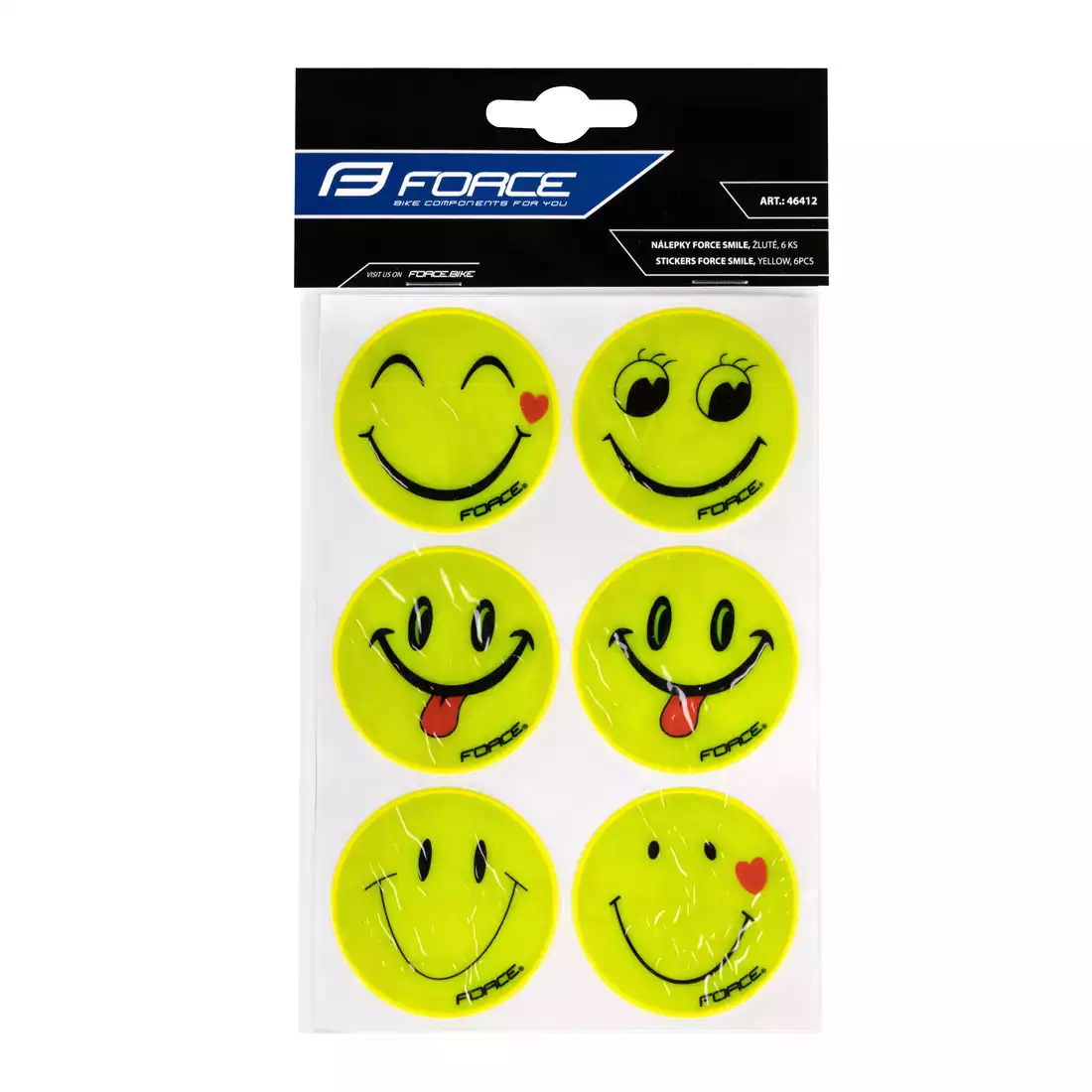 FORCE SMILE Yellow reflective sticker set, fluo