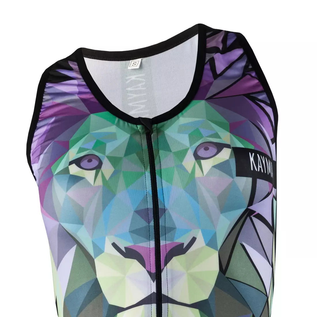 KAYMAQ DESIGN POLYGONAL LION women's sleeveless cycling t-shirt