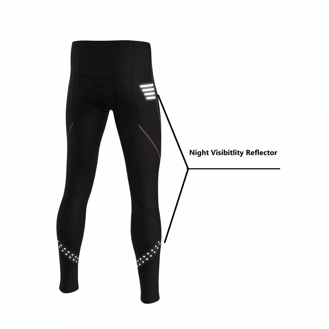 FDX 4010 men's insulated cycling trousers without braces, black and red