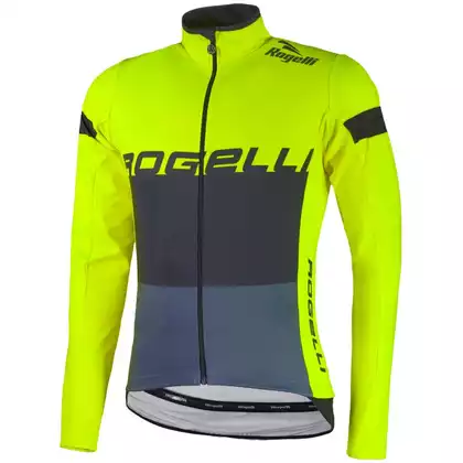 Rogelli HYDRO waterproof men's long sleeve cycling jersey, fluorine-yellow