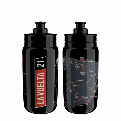 ELITE Bicycle water bottle FLY TEAMS 2021 Vuelta Black Map, 550ml, EL01604609