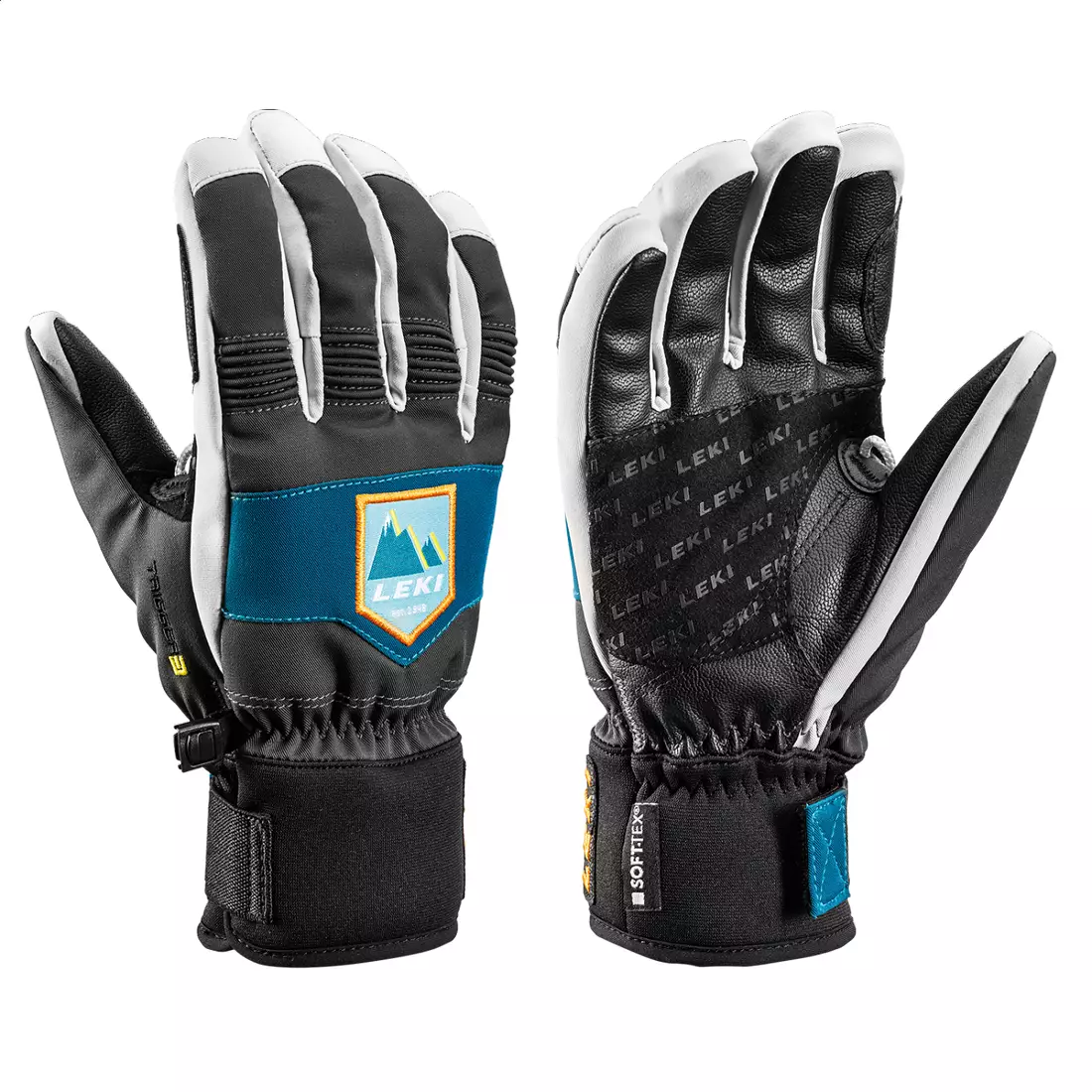 LEKI Patrol 3D Jr. Children's ski gloves, gray and blue
