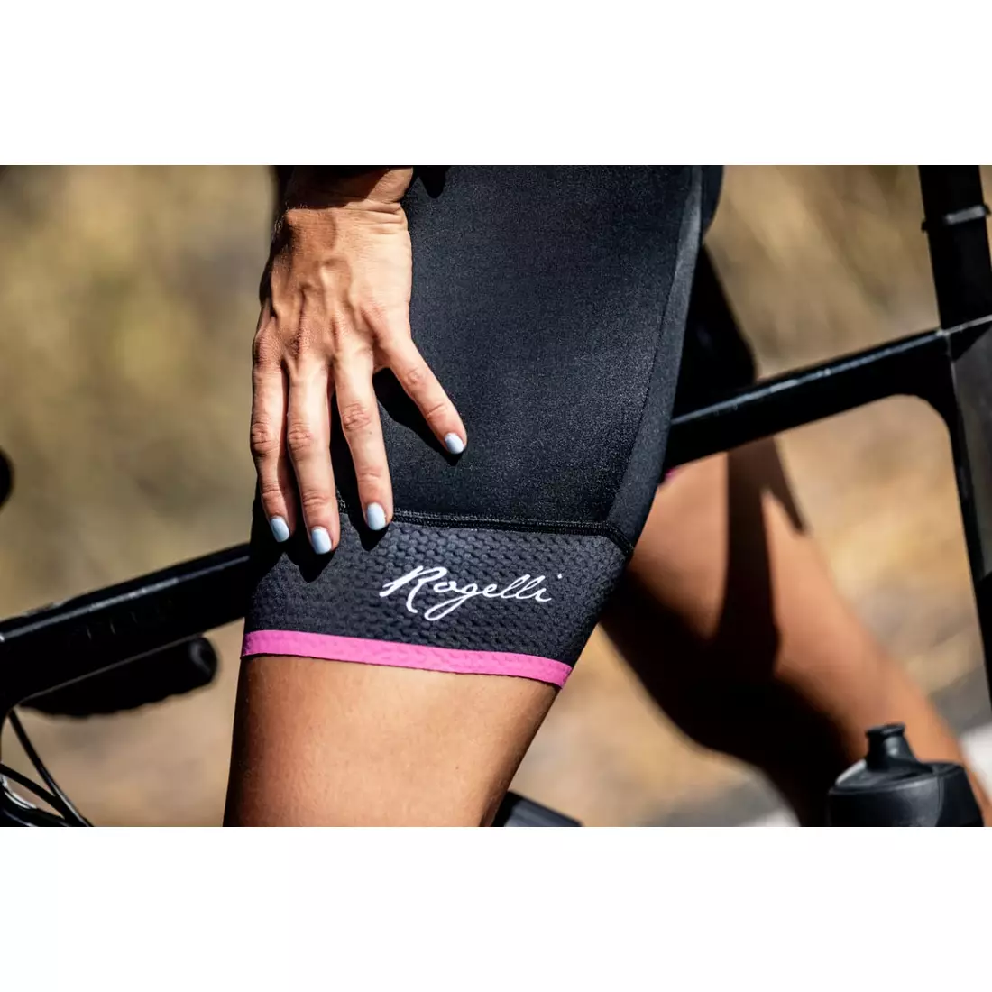 ROGELLI SELECT II Women's cycling shorts with braces, black and pink