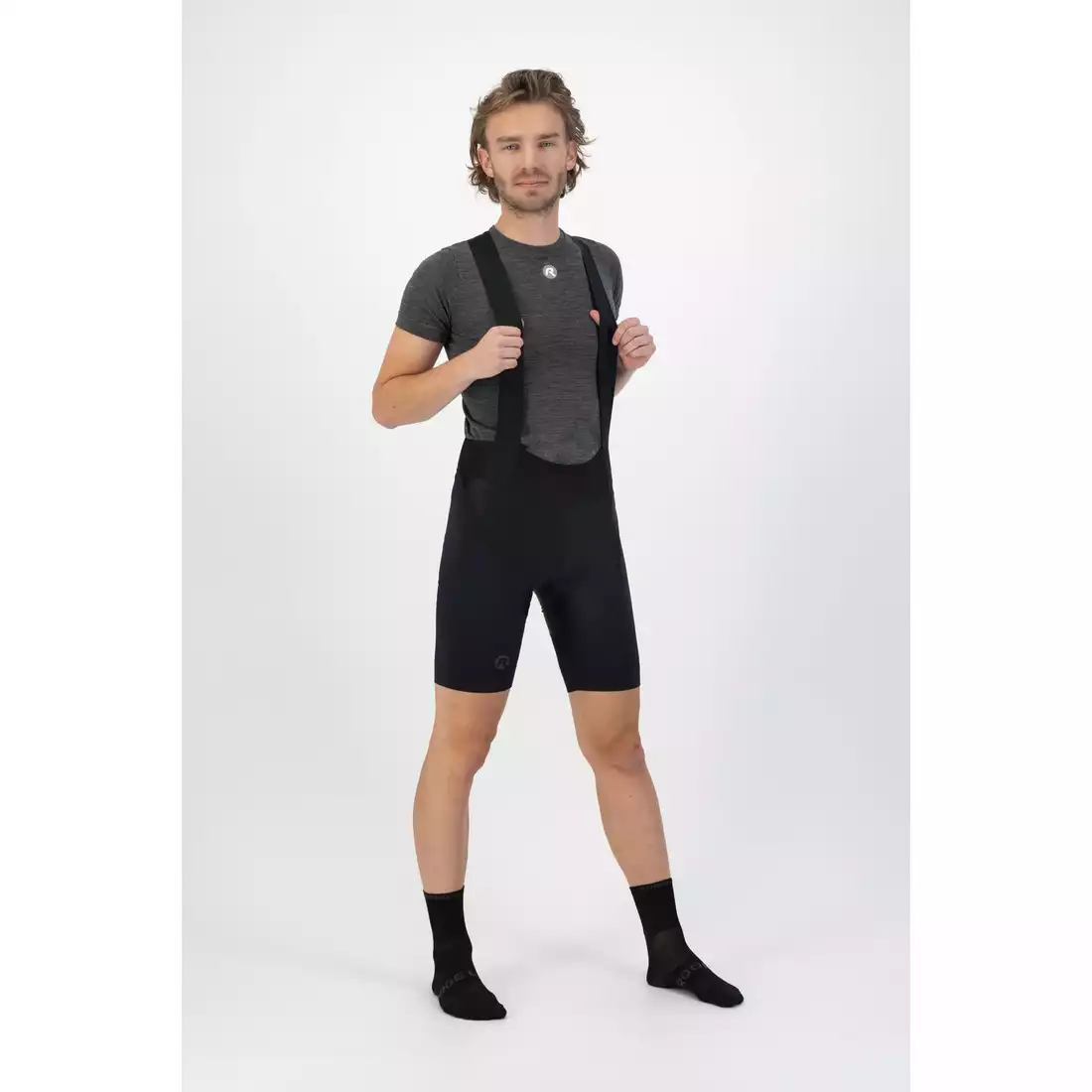 Rogelli DYNAKNIT men's cycling shorts with braces, black