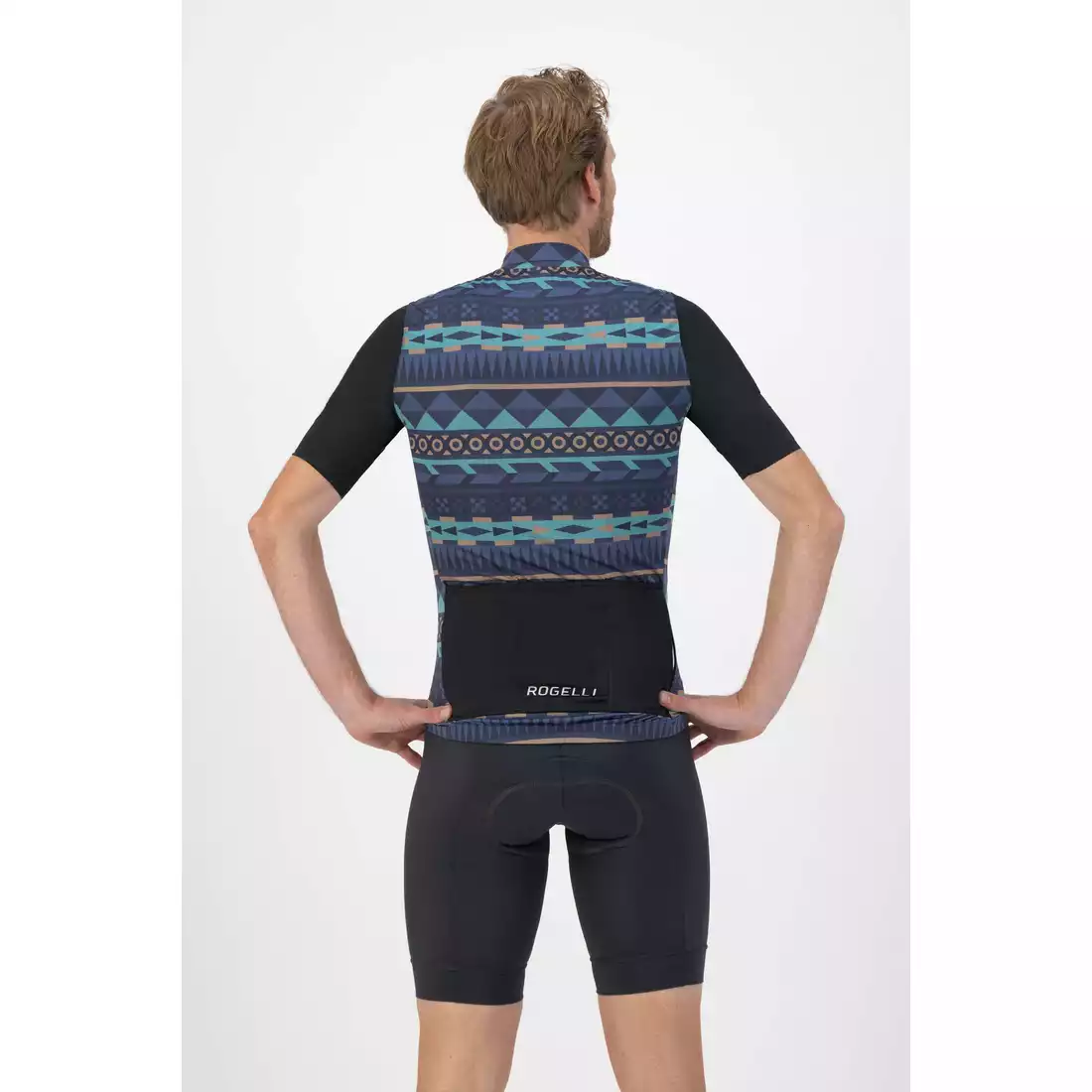 ROGELLI AZTEC men's cycling jersey blue and beige