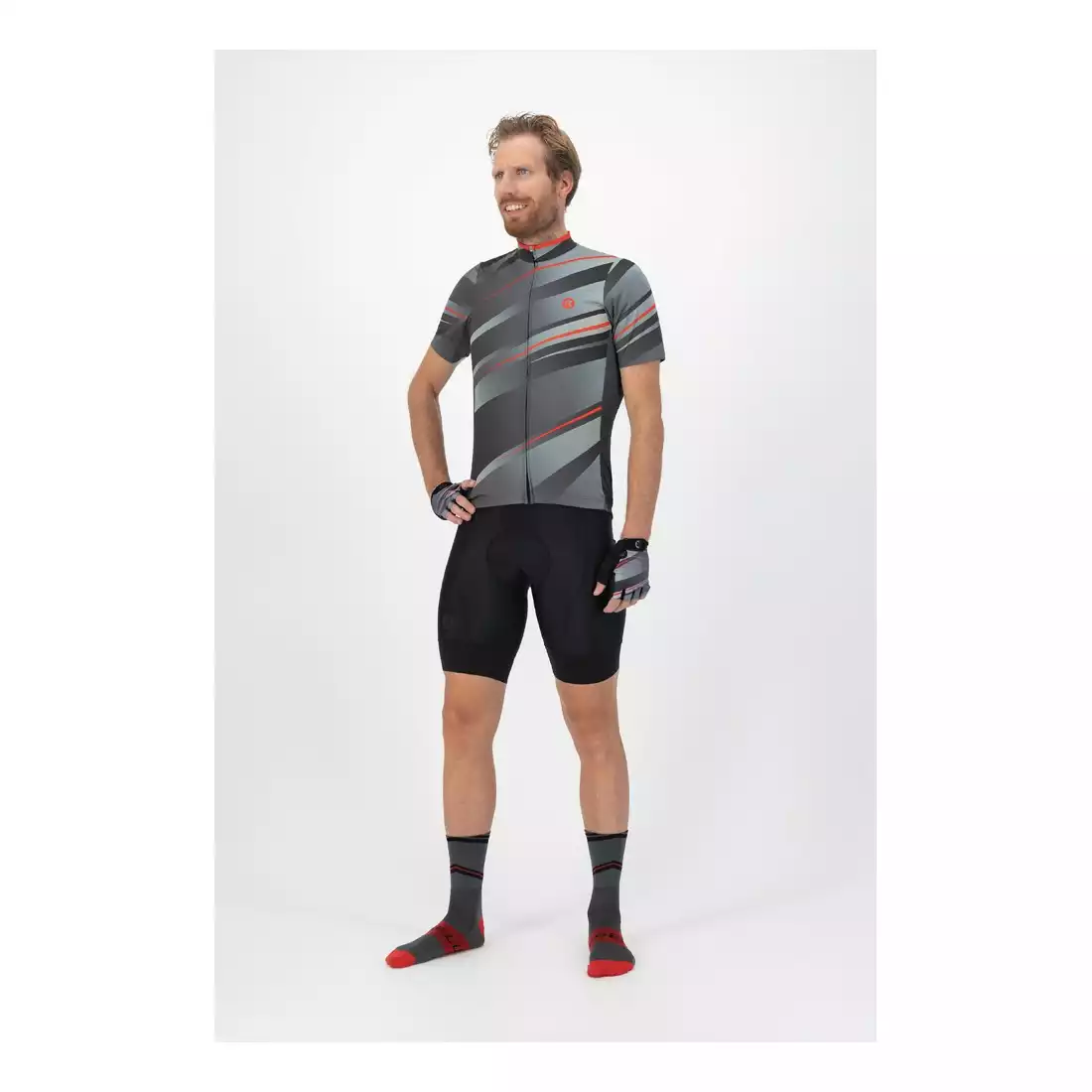 ROGELLI BUZZ Men's cycling jersey, gray and red