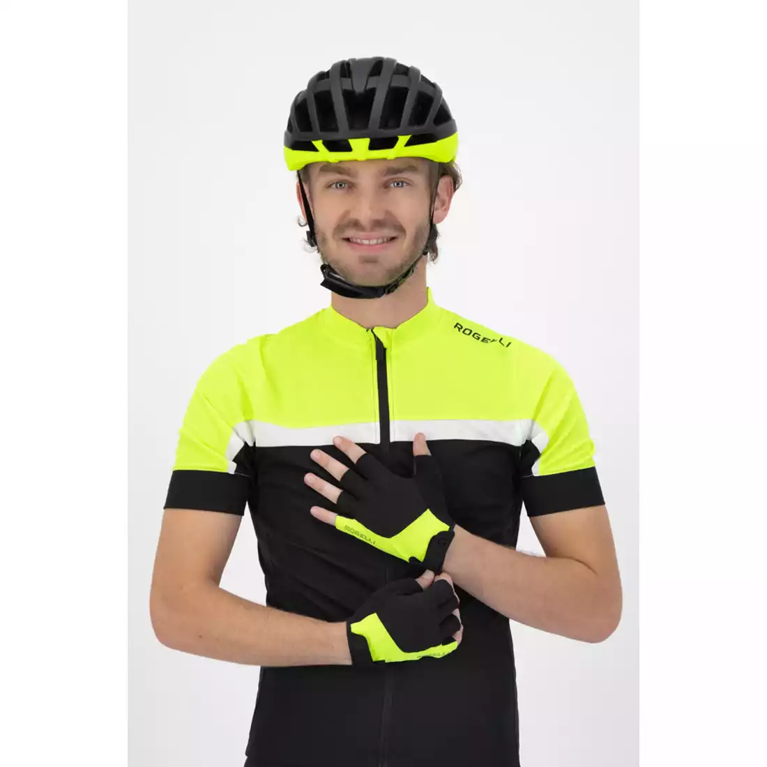 ROGELLI ESSENTIAL Men's cycling gloves, black and yellow