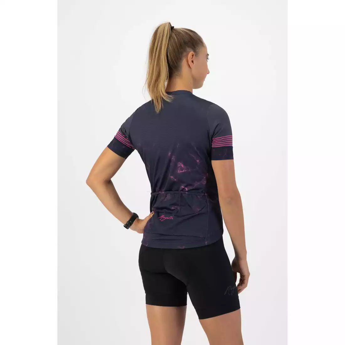 ROGELLI MARBLE Women's cycling jersey, navy blue and pink