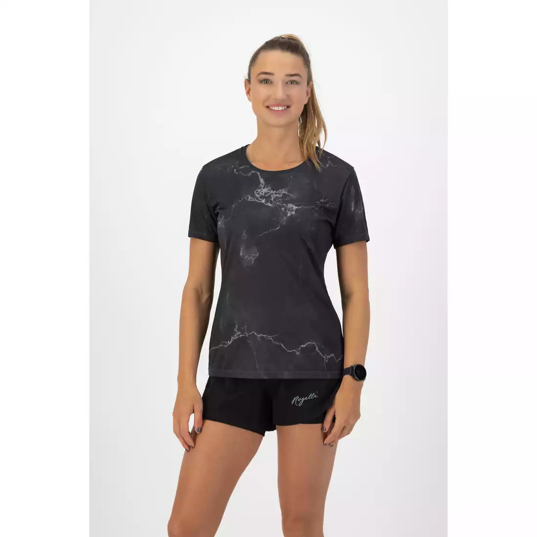 ROGELLI MARBLE Women's running T-shirt, black