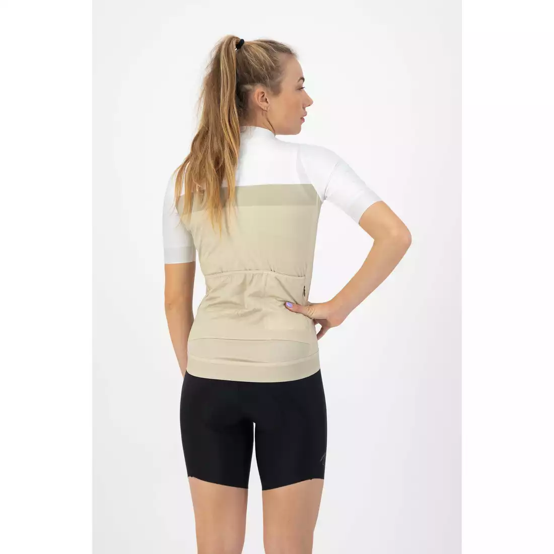 ROGELLI PRIME Women's cycling jersey, beige and white