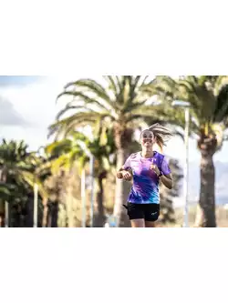 ROGELLI TIE DYE Women's running T-shirt, purple and blue