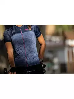 Rogelli MELANGE women's cycling jersey, navy blue and pink
