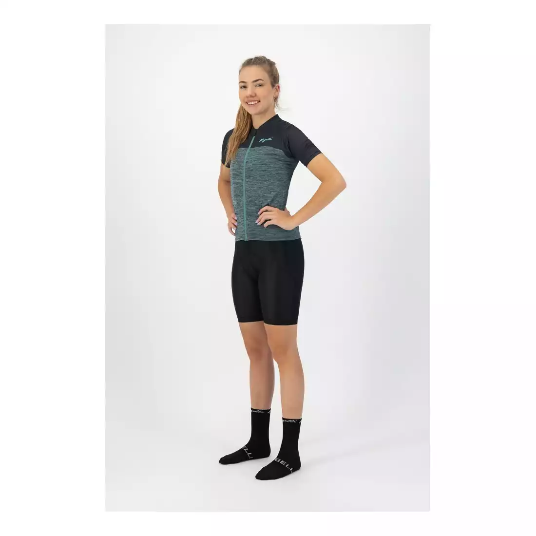 Rogelli MELANGE women's cycling jersey, navy blue and turquoise