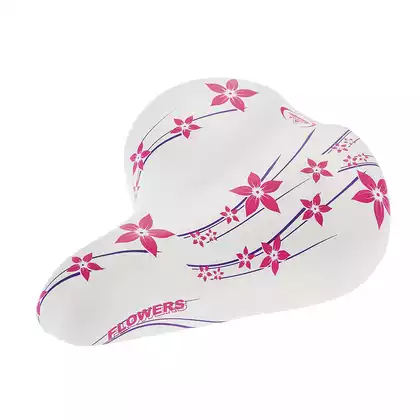 SELLE MONTE GRAPPA AMERICA HAPPY FLOWERS women's bicycle seat, white and pink