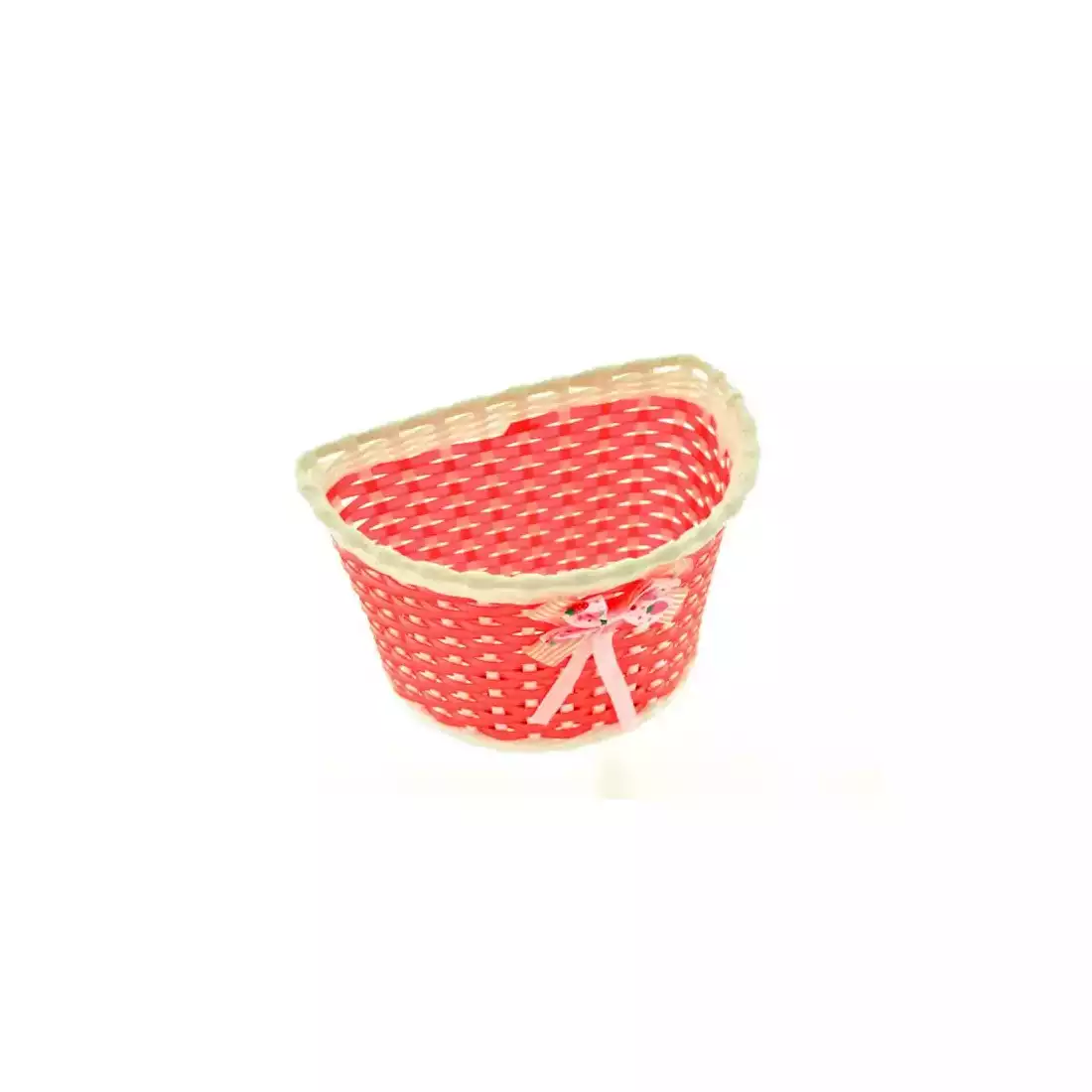 children's bicycle basket on the handlebar, white and red