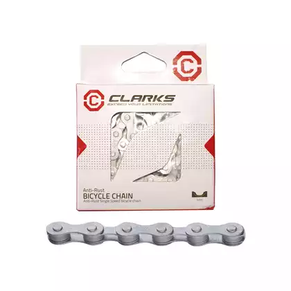CLARKS C410AR Bicycle chain, 1-speed, 112 links, 112 ogniw, 1/2&quot;x1/8&quot;, silver