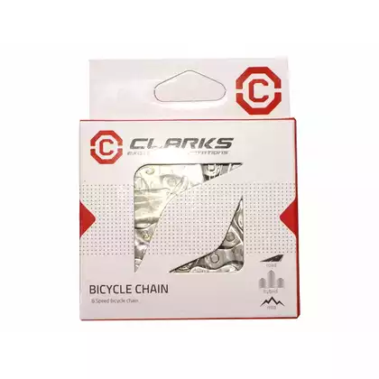CLARKS C8 Bicycle chain 8-speed, 116 links, Road / MTB, Silver