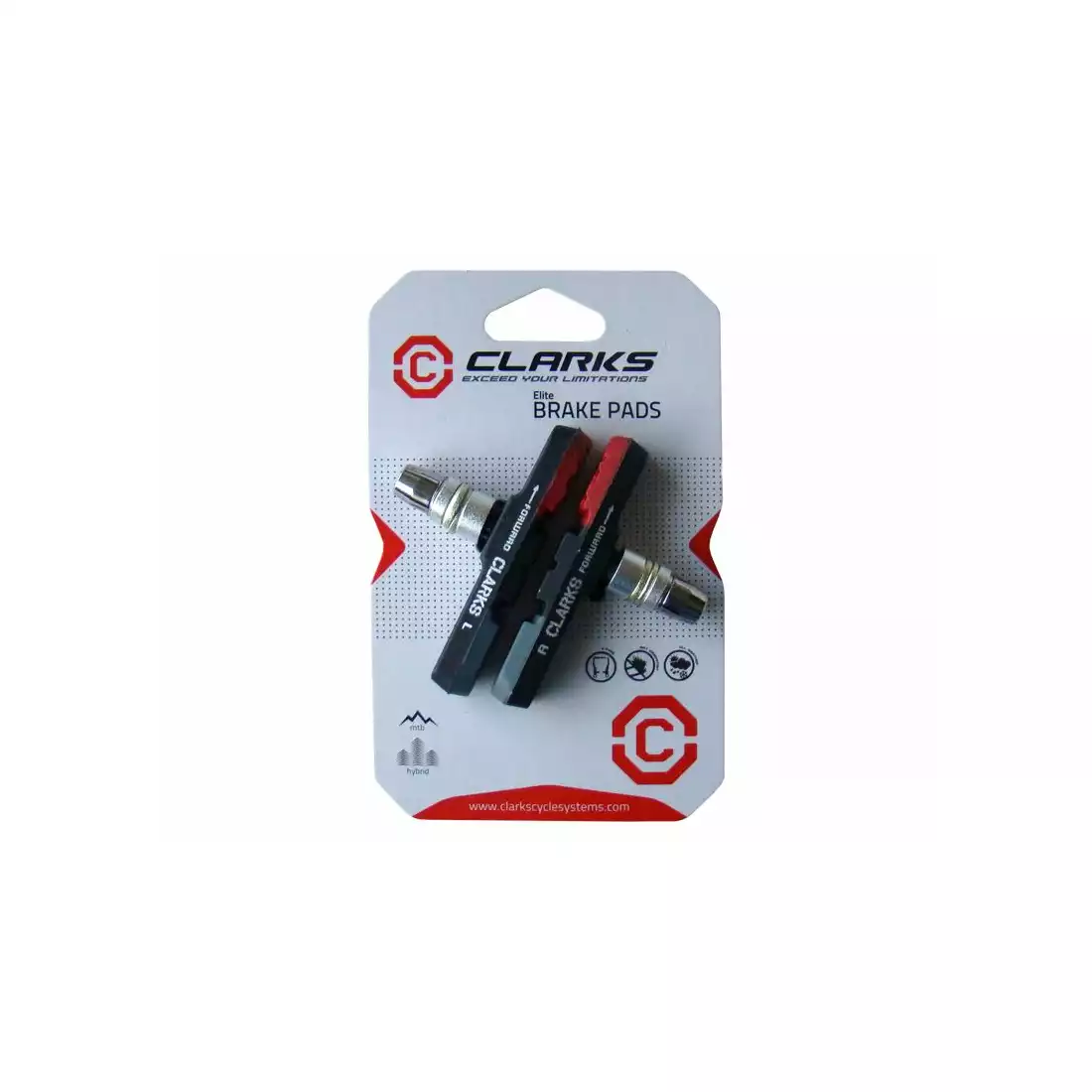 CLARKS CPS301 MTB Brake pads for brakes V-brake, Red-black-gray