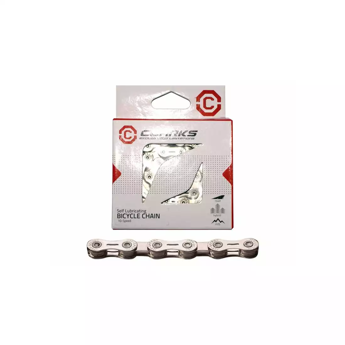 CLARKS YBN CSL-H10CR Self-lubricating bicycle chain 10 rows, 116 links, silver 