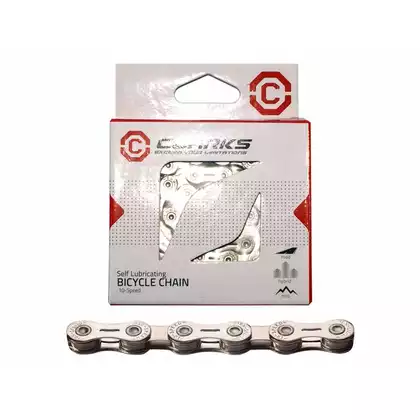 CLARKS YBN CSL-H10CR Self-lubricating bicycle chain 10 rows, 116 links, silver 