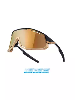 FORCE ATTIC Sports glasses with interchangeable lenses, black-gold