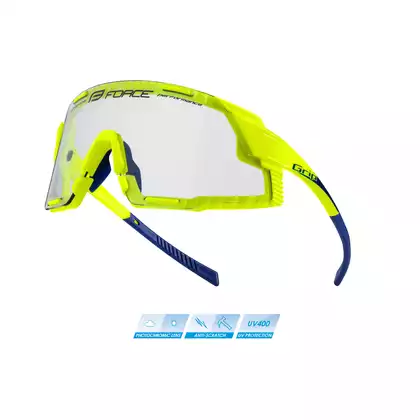 FORCE GRIP Photochromic sports glasses, fluo